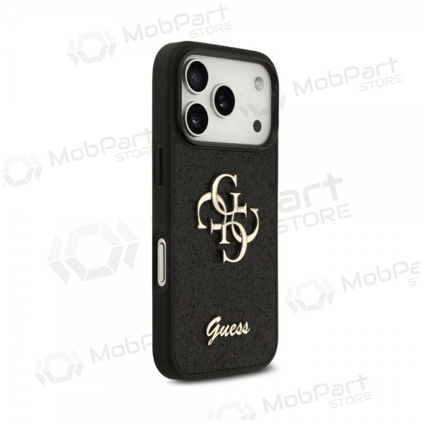 Funda para Apple iPhone 18 Pro Max - Guess PU Fixed Glitter 4G Metal Logo (negra)