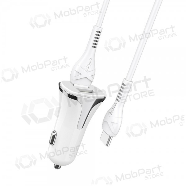 Cargador automobilinis Hoco Z31 Quick Charge 3.0 (3.4A) x 2 USB + Type-C (blanco)