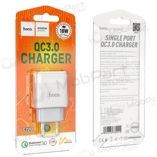 Cargador HOCO C72Q Glorious USB (QC3.0) (blanco)