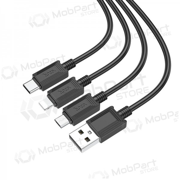 USB cable Hoco X74 3in1 microUSB-Lightning-Type-C 1.0m (negro)