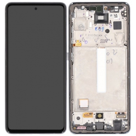 Ekranas Samsung A528 A52S 2021 su lietimui jautriu stikliuku y rėmeliu Awesome Black OLED (real size)