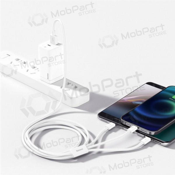 Cable Baseus Superior USB - microUSB+Lightning+Type-C 3.5A 1.5m (blanco) CAMLTYS-02 Cable Baseus Superior USB - microUSB+Lightning+Type-C 3.5A 1.5m (blanco) CAMLTYS-02