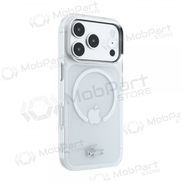 Funda para Apple iPhone 18 Pro - Lacoste IML Frosted Petit Pique Metal Logo MagSafe (transparente)