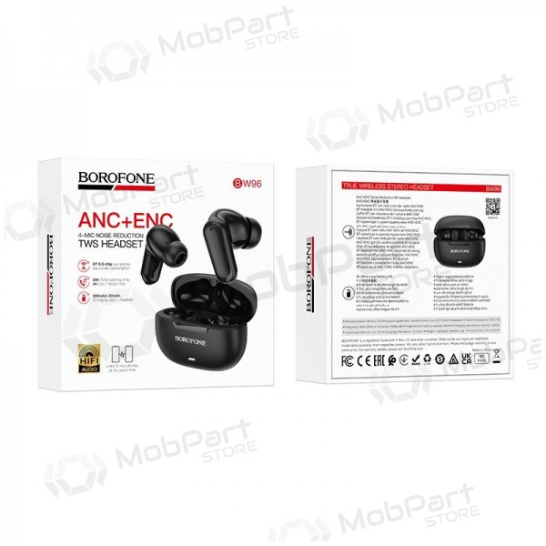 Auriculares inalámbricos Borofone BW96 Bluetooth ANC+ENC USB-C negros