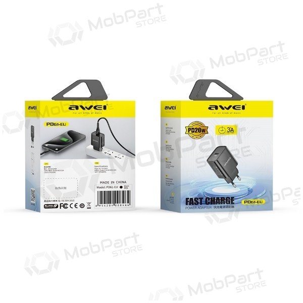 Cargador de teléfono Awei PD61-EU 20 W USB-C blanco