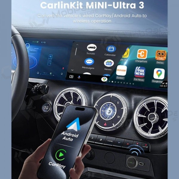 Adaptador CarPlay Carlinkit Mini Ultra3 inalámbrico Android Auto negro