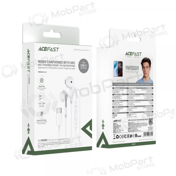 Auriculares USB-C Acefast L13 blancos