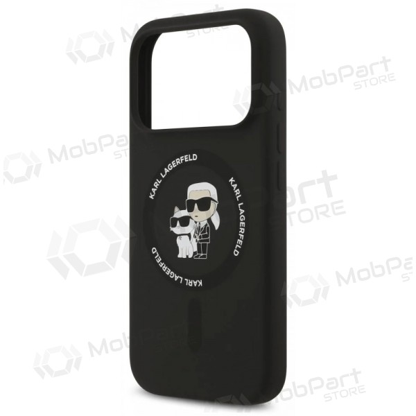 Funda para Apple iPhone 17 Pro - Karl Lagerfeld Liquid Silicone Karl and Choupette MagSafe (negra)