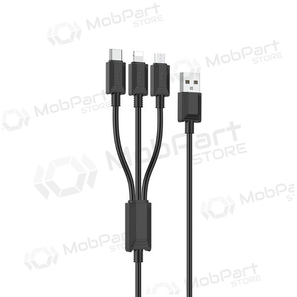 USB cable Hoco X74 3in1 microUSB-Lightning-Type-C 1.0m (negro)