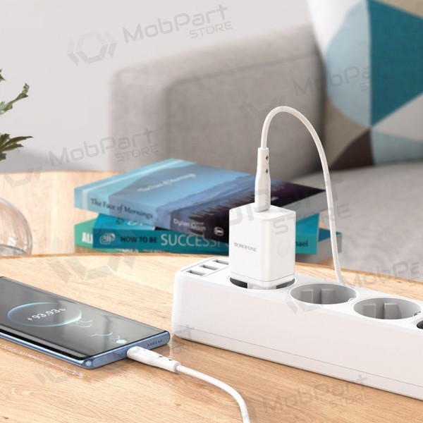 Cargador buitinis Borofone BN6 Type-C PD+QC3.0 20W, blanco
