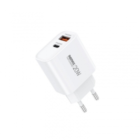 Cargador de teléfono Remax RP-U120 20 W USB-C + USB-A blanco