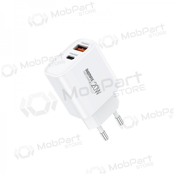 Cargador de teléfono Remax RP-U120 20 W USB-C + USB-A blanco