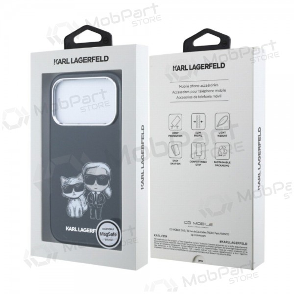 Funda para Apple iPhone 18 Pro - Karl Lagerfeld PU Semi Wrap Smooth Sketch Bodies MagSafe (negra)