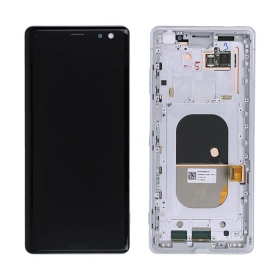 Sony Xperia XZ3 H8416 / H9436 pantalla (blanco) (con un marco) (usada grade A, original)