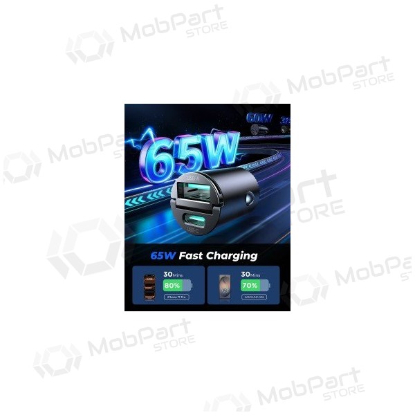 Cargador de coche Joyroom JR-CCN18 65 W USB-C + USB-A negro