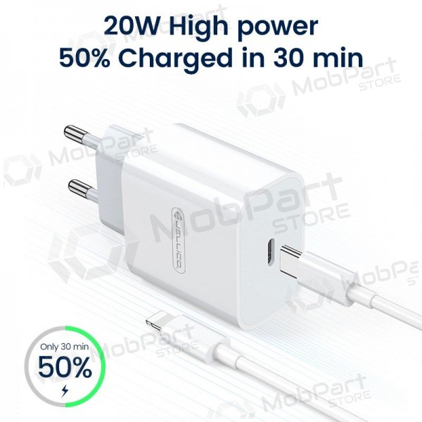 Cargador Jellico AK180 20W USB-C + USB-C to Lightning cable 1.0m blanco