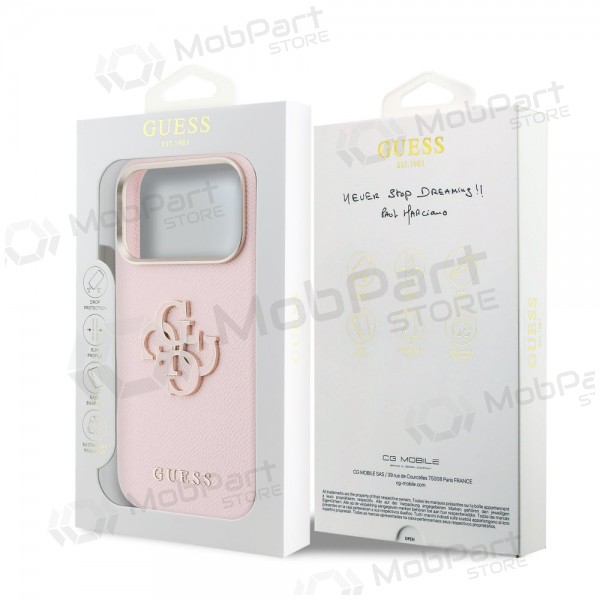 Funda para Apple iPhone 17 Pro Max -Guess PU Grained 4G Resin Metal Logo- (rosa)