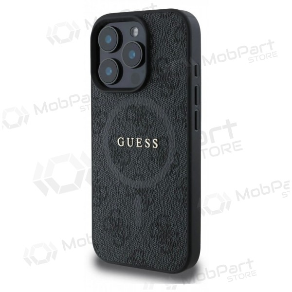 Funda para Apple iPhone 16 Pro Max - Guess PU Leather 4G Colored Ring MagSafe (negra)