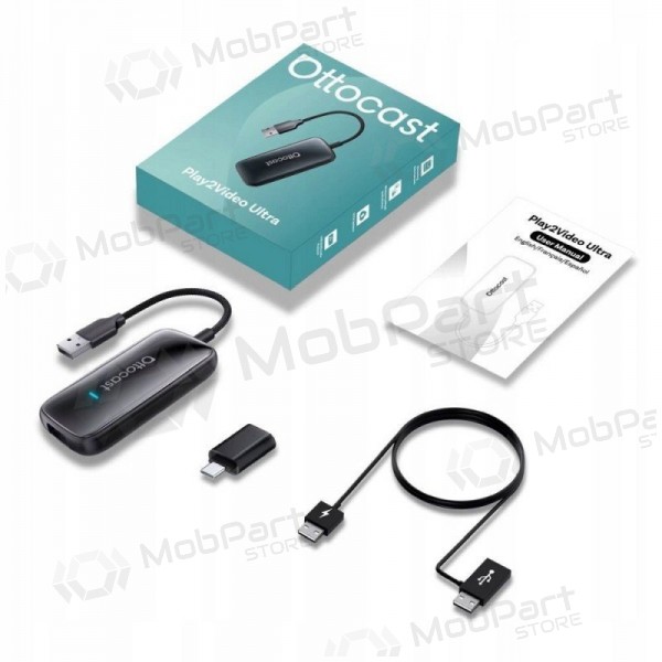 Adaptador inalámbrico CarPlay/Android Auto Ottocast Play2Video Ultra negro