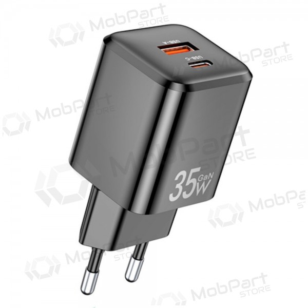 Cargador Awei PD66-EU GaN 35W USB-A/USB-C negro
