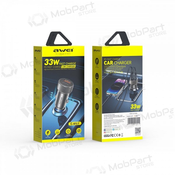 Cargador de coche Awei C-857 33W USB-C/USB-A negro