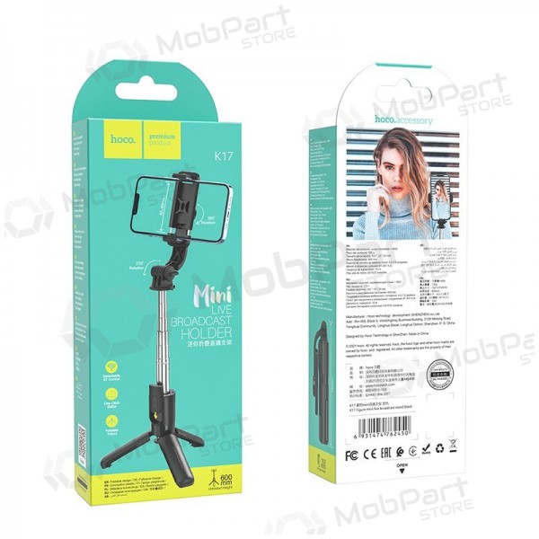 Palo para selfies Hoco K17 Mini su trikojo funkcija negro