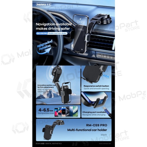 Soporte para teléfono de coche Remax RM-C59 PRO (dashboard) negro