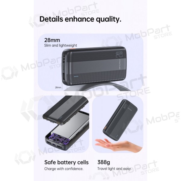 Batería externa Power Bank Awei P19K 5V/2.4A 20000mAh negro