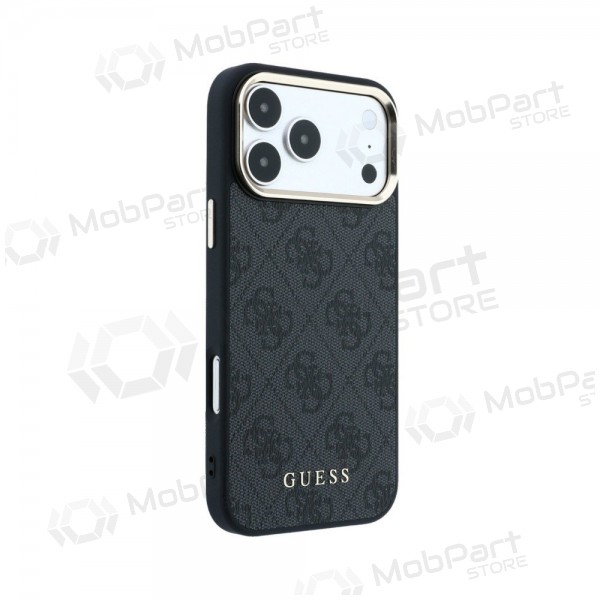 Funda para Apple iPhone 18 Pro - Guess PU Leather 4G Gold Frame MagSafe (negra)