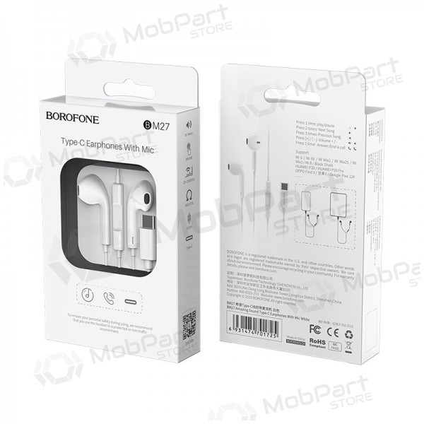 Manos libres Borofone BM27 Type-C (Blanco)