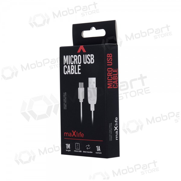 USB cable Maxlife microUSB (blanco) 1.0m