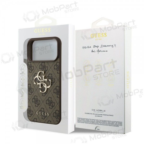 Funda para Apple iPhone 17 Pro Max - Guess PU 4G Metal Logo (marrón)
