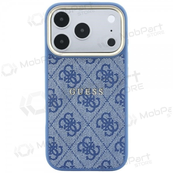 Funda para Apple iPhone 18 Pro - Guess PU Leather 4G Gold Frame Embossed MagSafe (azul)