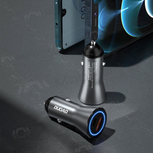 Cargador de coche Dudao R4Max 55 W USB-C + USB-A gris