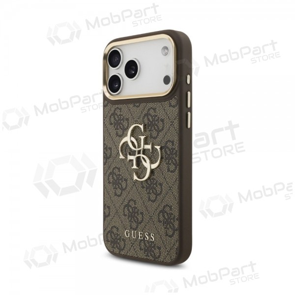 Funda Apple iPhone 18 Pro Max - Guess PU Leather 4G Metal Logo Gold Frame (marrón)
