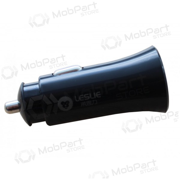 Cargador automobilinis Leslie C18 2 USB 2.4A (1A+2A) (negro)
