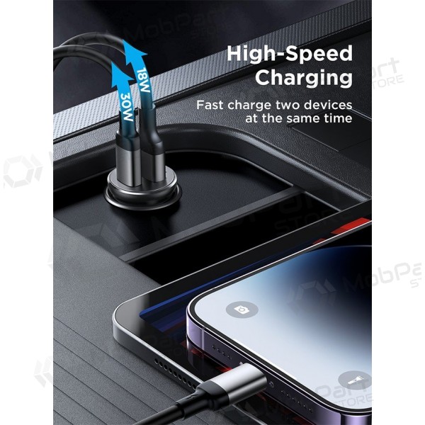 Cargador automobilinis Joyroom CCN05 USB-C/USB-A 30W negro