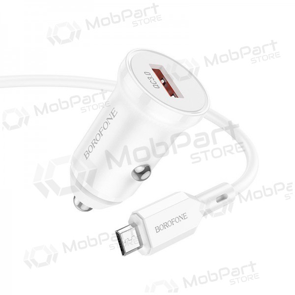 Cargador automobilinis Borofone BZ18 Quick Charge 3.0 18W + MicroUSB (blanco)
