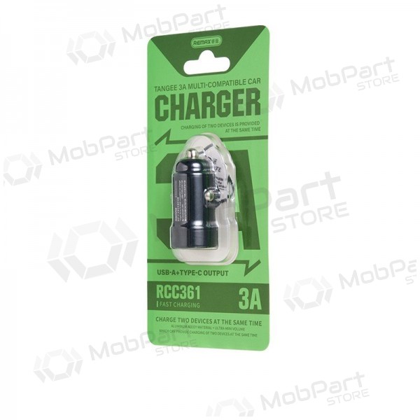 Cargador de coche Remax RCC361 15W USB-C/USB-A negro