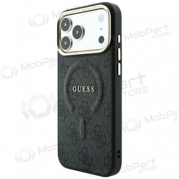 Funda para Apple iPhone 18 Pro Max - Guess PU Leather 4G Gold Frame Embossed MagSafe (negra)