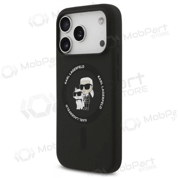 Funda para Apple iPhone 17 Pro - Karl Lagerfeld Liquid Silicone Karl and Choupette MagSafe (negra)