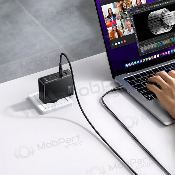 Cargador de teléfono Hoco N85 100 W 3x USB-C + USB-A negro