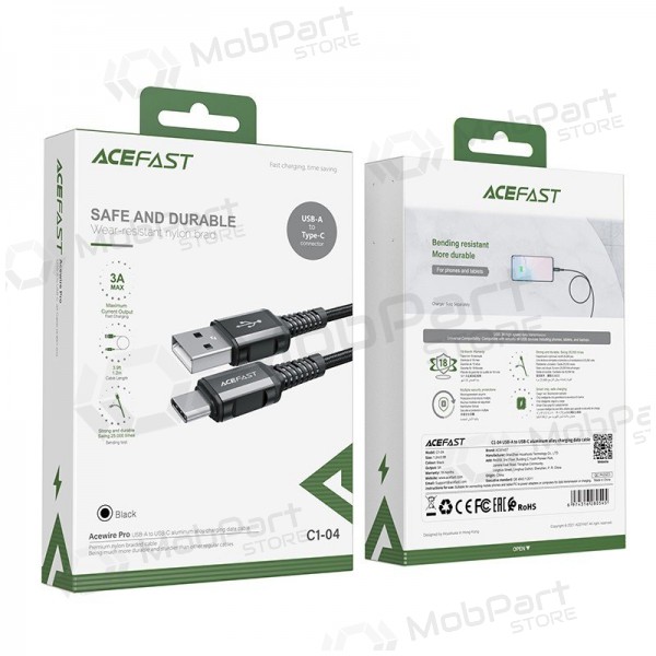 USB cable Acefast C1-04 USB-A to USB-C 1.2m negro
