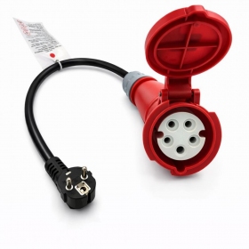 Adaptador Reach CEE 16A 400 V a 220 V Schuko negro