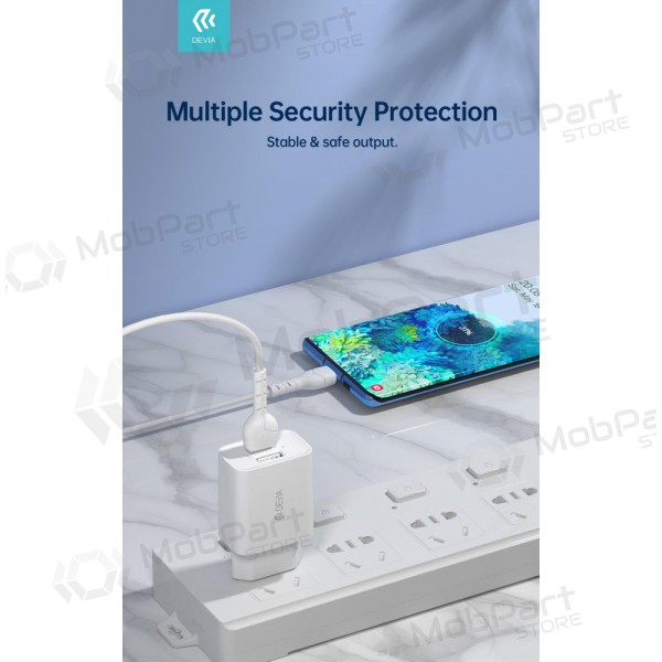 Cargador Devia Smart x 2 USB (2.4A) + MicroUSB, (blanco)
