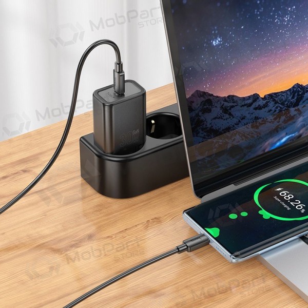 Cargador de teléfono Hoco N62 GaN USB-C con cable USB-C de 1 m negro