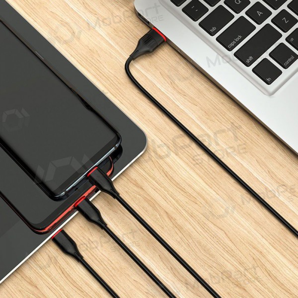 USB cable Borofone BX17 3in1 microUSB-Lightning-Type-C 1.0m (negro)