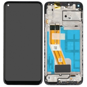 Ekranas Samsung M115 M11 2020 su lietimui jautriu stikliuku y rėmeliu Black original