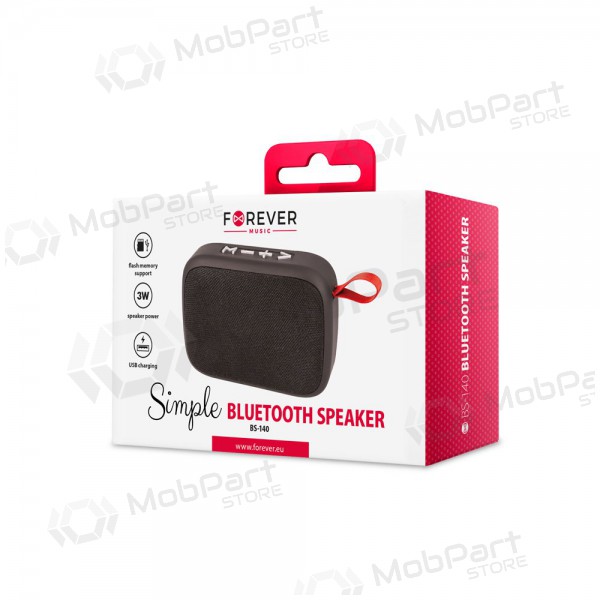Altavoz portátil Bluetooth Forever Simple BS-140 (USB, microSD) (negro)