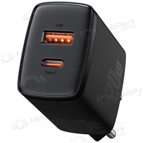 Cargador Baseus USB + Type-C 20W CCXJ-B01 (negro)